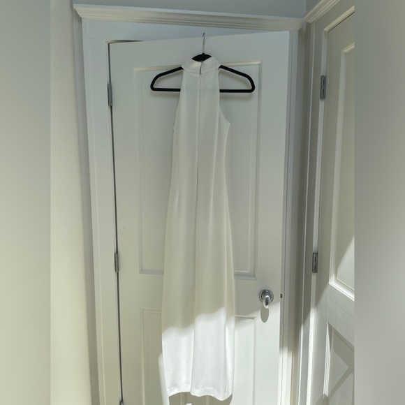 Belle Badgely Mischka - Reese Halter Neck Sleeveless Crepe Side Slit Gown - Picture 6 of 7